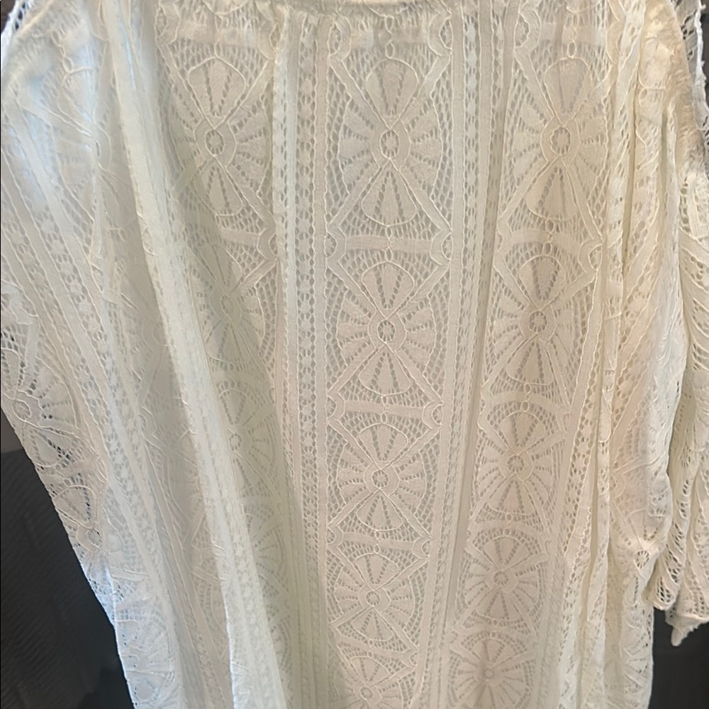 Elegant Cream Lace Mini Dress - Picture 2 of 3
